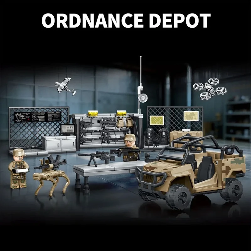 MOC Military Equipment Depot Observation Post Building Blocks Educational Assembly Gift Set