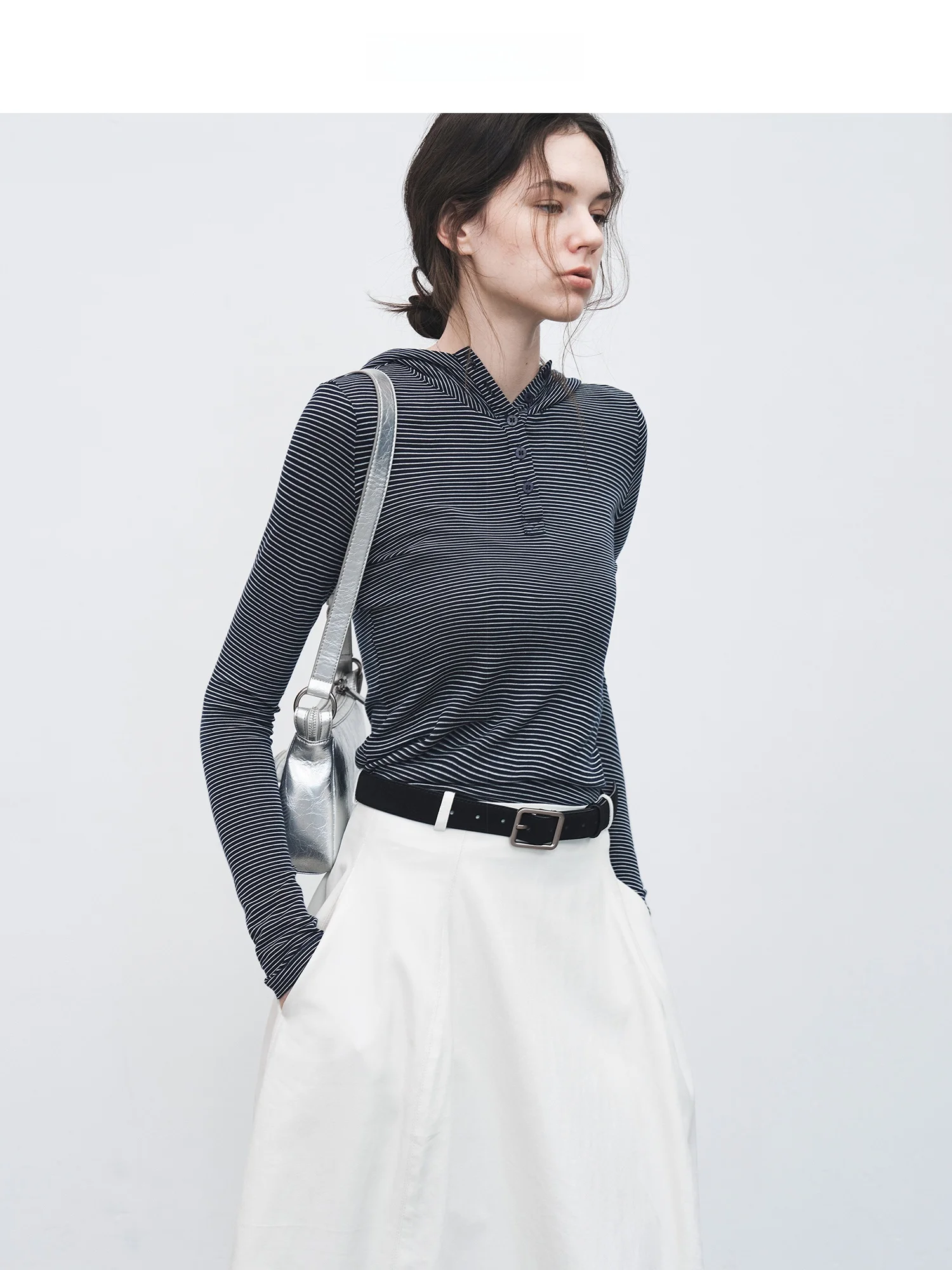 

TAGEECHITA Повседневная полосатая футболка с капюшоном Long Sve Base irt Внутренняя одежда Женская трикотажная влажная футболка ng из полиэстера и вискозы...