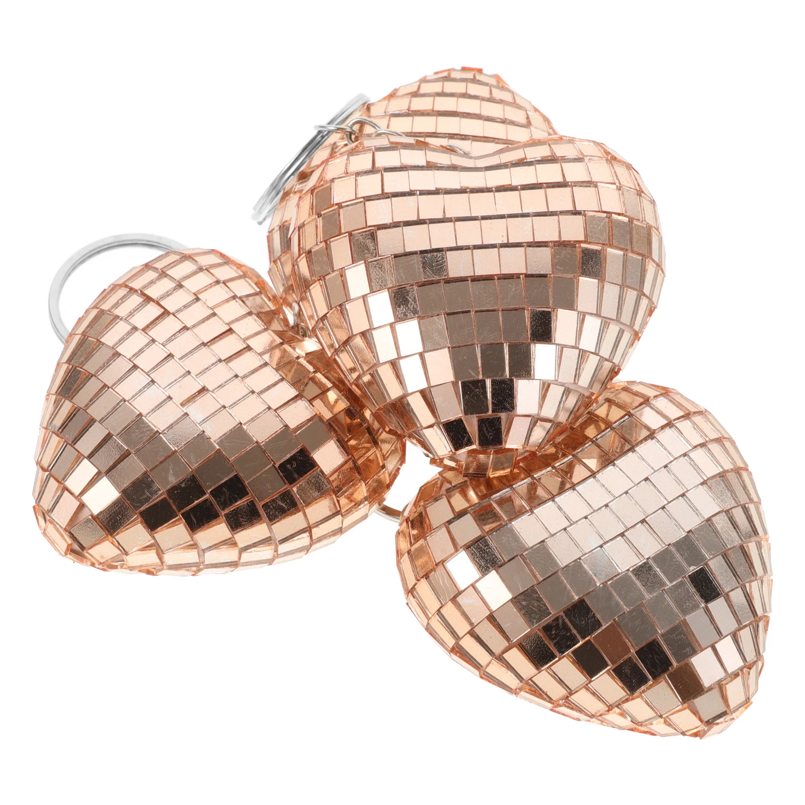 4Pcs Heart Disco Ball Keychain Mini Reflective Mirror Ball Pendant Bag Hanging Charm Party Favors Keychain Decoration