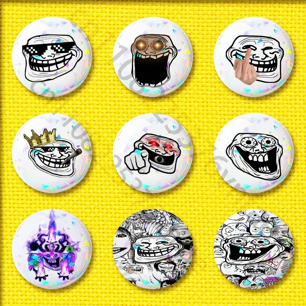 

Ugly T-Trollface T-Troll Funny Face Badge For 44mm 25mm 32mm 75mm 58mm Round Pin Brooch Insignia Case Clothes
