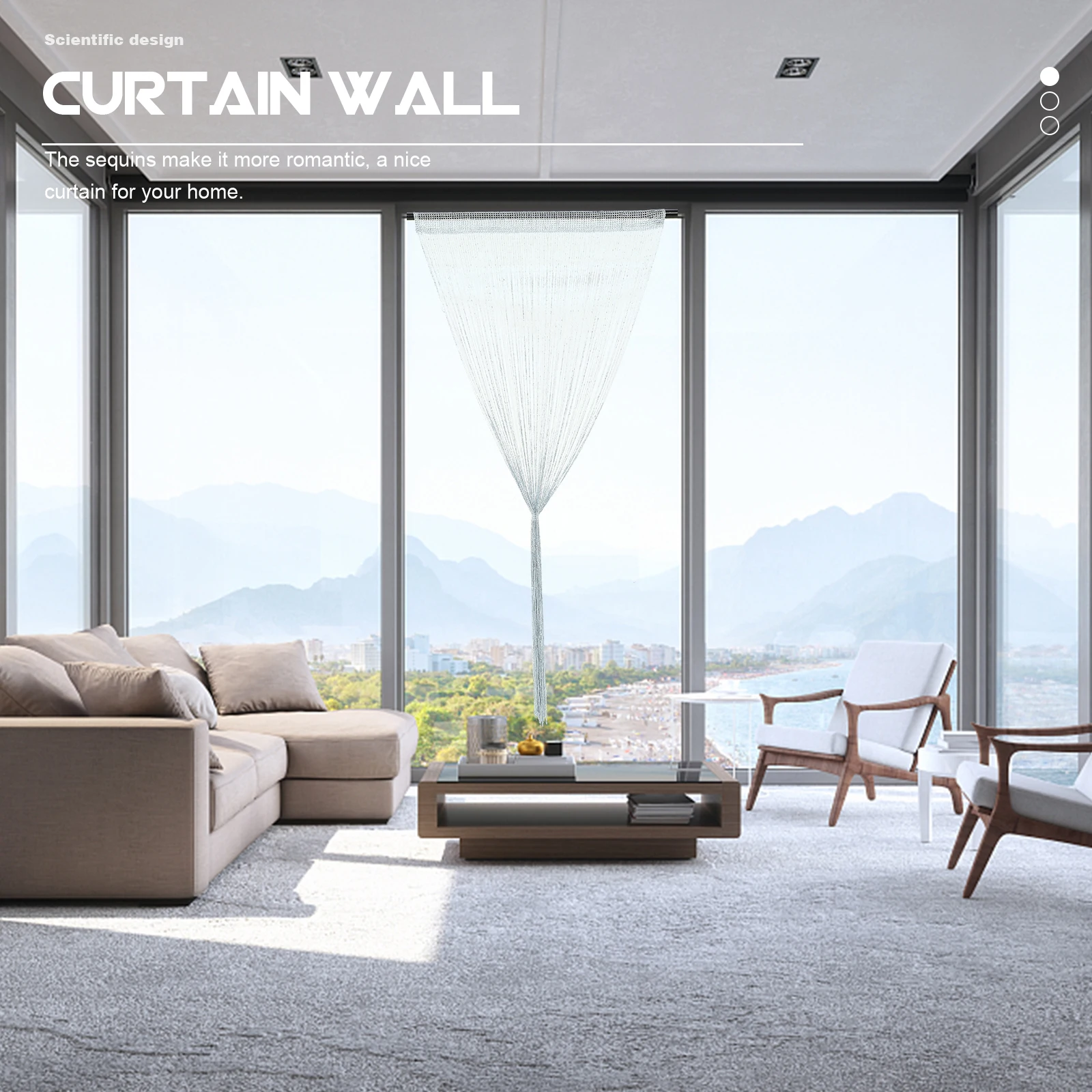 

Tassel Curtains Polyester Material Door Window Partition Decorative Sequins Privacy Protection Room Divider Fringe Curtain Home