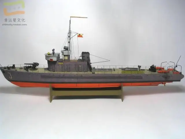 1/100 Polish Swallow Class Minesweeper Battleship Military Warship DIY Manual 3D Paper Model