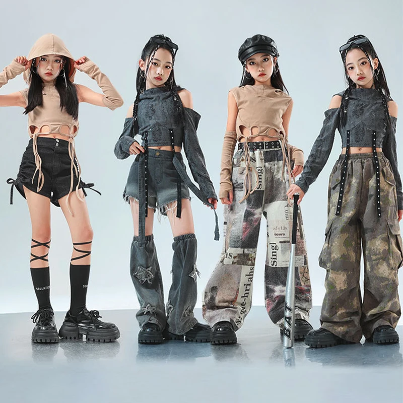 Costume de danse Kpop pour filles, Costume de scène de danse Jazz, haut Hip Hop à capuche, short noir, pantalon Shuffle, vêtements de danse de rue à la mode, 2849