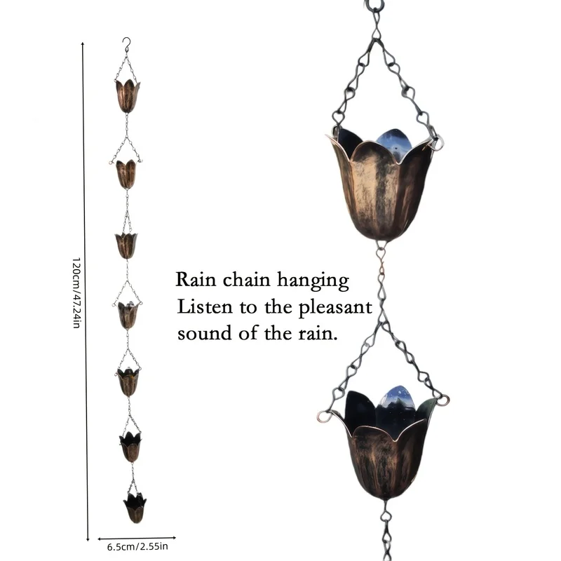 New Tulip Rain Chain，Outdoor Garden Iron Decorations，Eaves Drainage Chain
