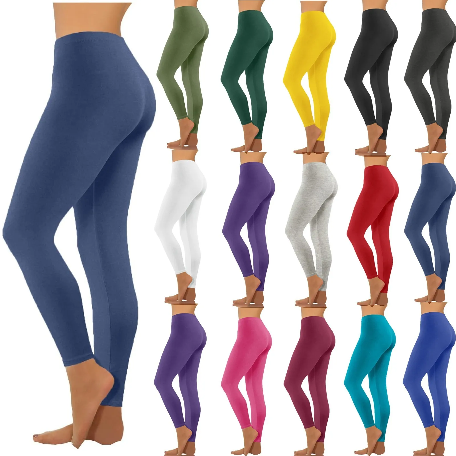 Yoga-Leggings mit hoher Taille, nahtlos, Push-Up-Sport-Leggings, Fitness-Laufhose, solide, hochelastische Unterwäsche