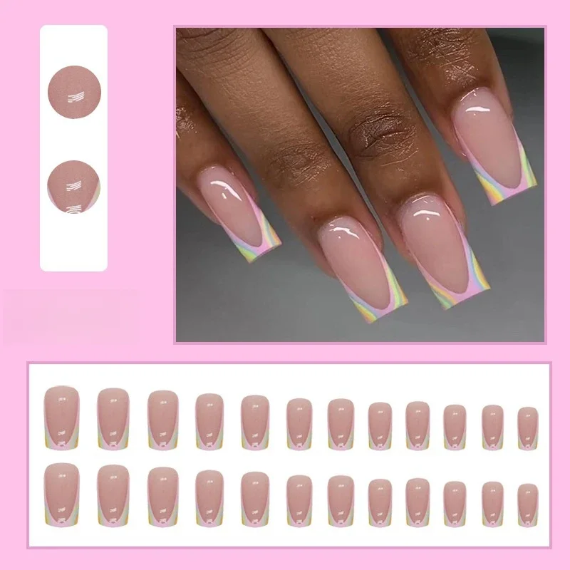 24pcs/set Porhanyós Friss Éretlen Leopárd nyomtatás Design Állóképes Ál- nails Csináltatás cserélhető Fehérneműs szekrény -en Köröm Francia akril Bűvészkellék nails