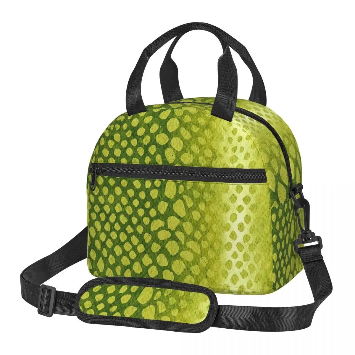 תיקי ארוחת צהריים מבודדים בצבע ירוק עם עור נחש מים, תיק בנטו נגד נזילות לארוחת צהריים, תיק קירור לפיקניק לנשים ולבנות