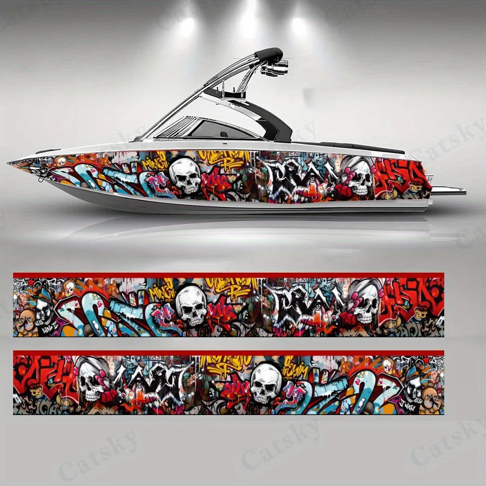 Graffiti Skull  Boat sticker vinyl ship pontoon deck Boat fishing decorative pontoon boats decal