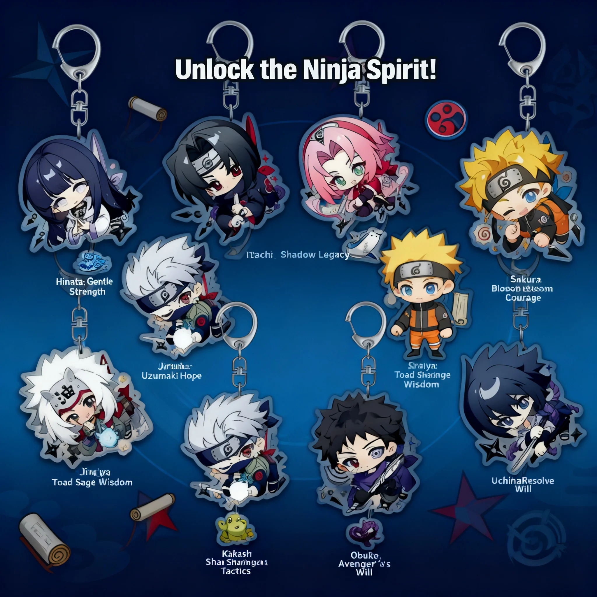 

Naruto Akatsuki Keychain Acrylic Sasuke Kakashi Anime Pendant Student Bag Charm Cool Gift