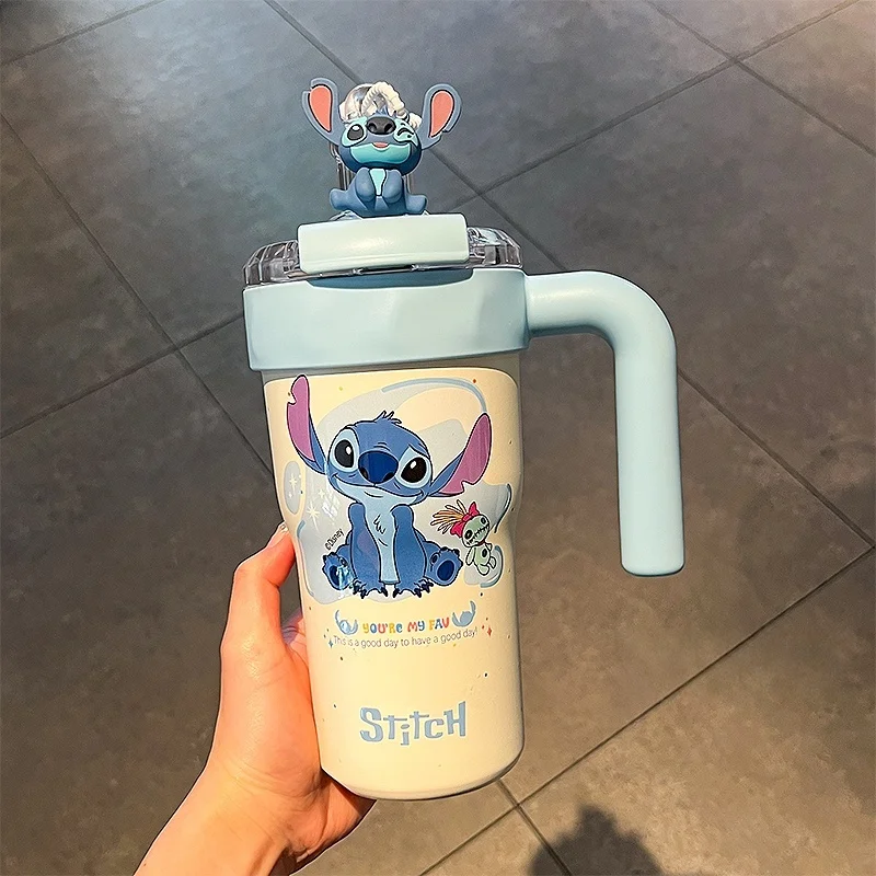 

Stitch Cartoon Thermos Cup Kawaii Girl Heart Anime Character Stainless Steel Ice Fighter Cup Large Capacity Straw Cup Girl Gift