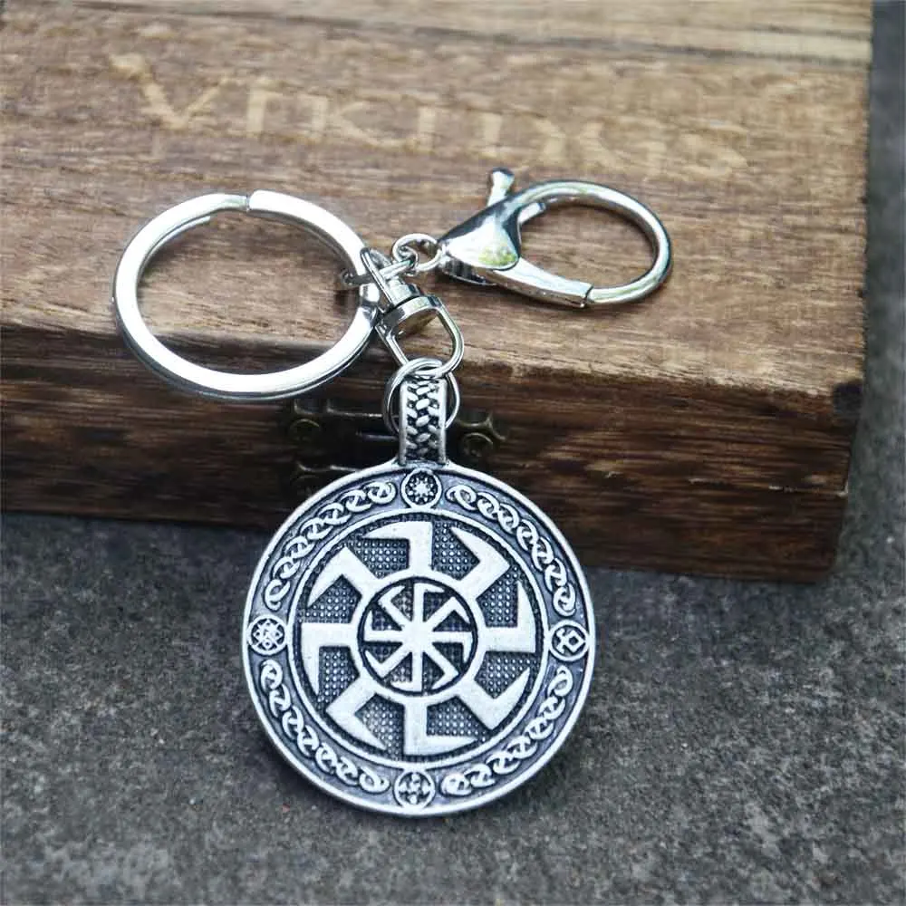 Nostalgia Double Sided Kolovrat And World Tree Of Life Yggdrasi Key Holder For Keys Vintage Slavic Keychain Accessories