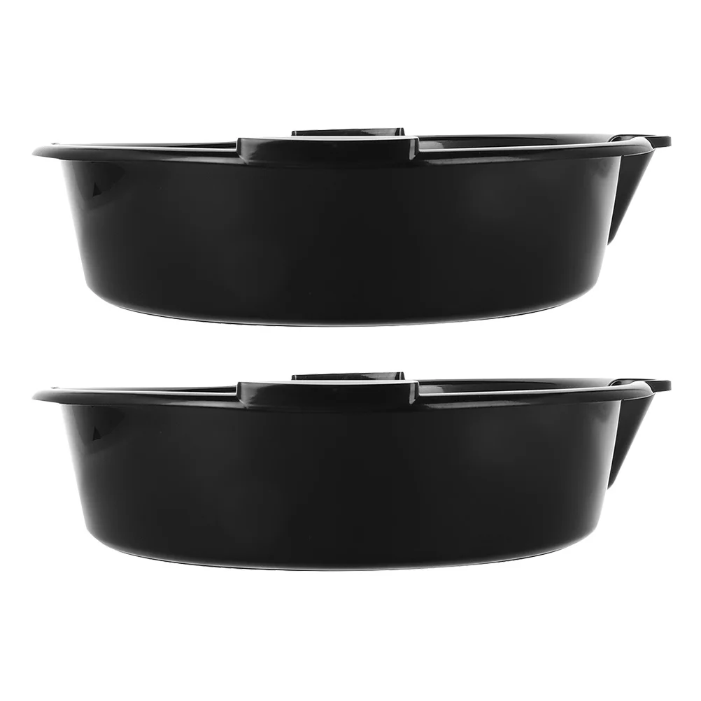 

2pcs Black Plastic Oil Drain Pans Durable For Car Maintenance Reusable Automotive Fluid Catch Container Tool Under Car Oil Tray