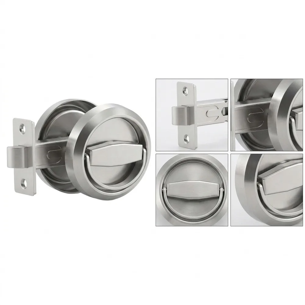1/2pcs Stainless Steel Flush Door Lock Set Flip Out Recessed Pull Sliding Concealed Door Latch Indoor Home Renovation Hardware