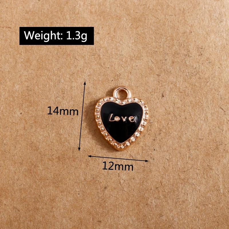 10 stücke Bunte Emaille Liebe Herz Charme für Schmuck Machen Frauen Nette Tropfen Ohrringe Anhänger Halsketten DIY Armbänder Handwerk Geschenk – Detail 12