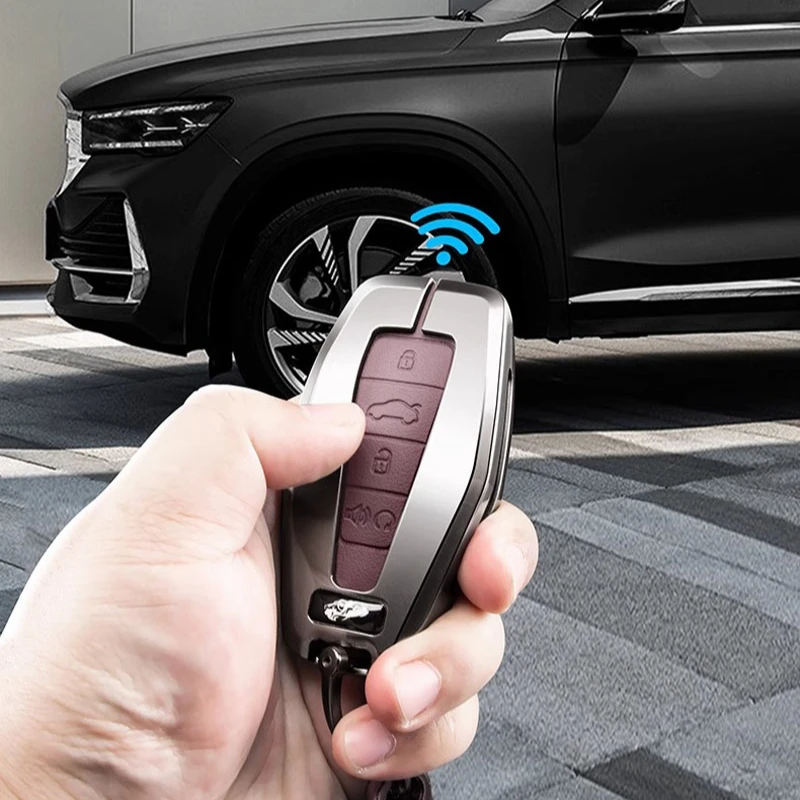 For Geely Monjaro Xingyue L Leather Alloy Car Key Protective Cover Remote Key Case Cover Holder Shell Auto Accessories