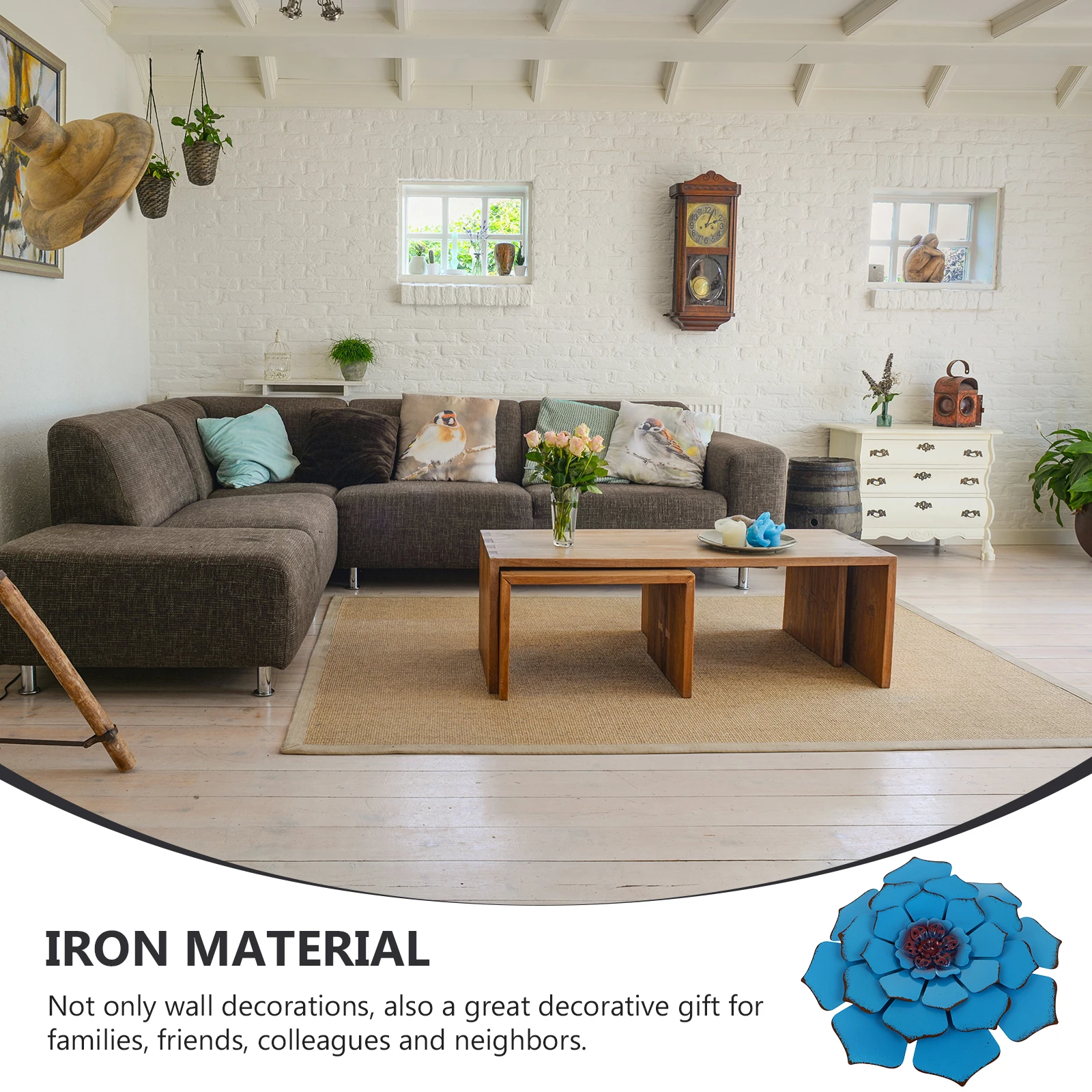 

1Pcs Wall Hanging Iron Flower Pendant Housewarming Gift Floral Ornament Room Decoration Metal Flower Wall Art Floral Ornament