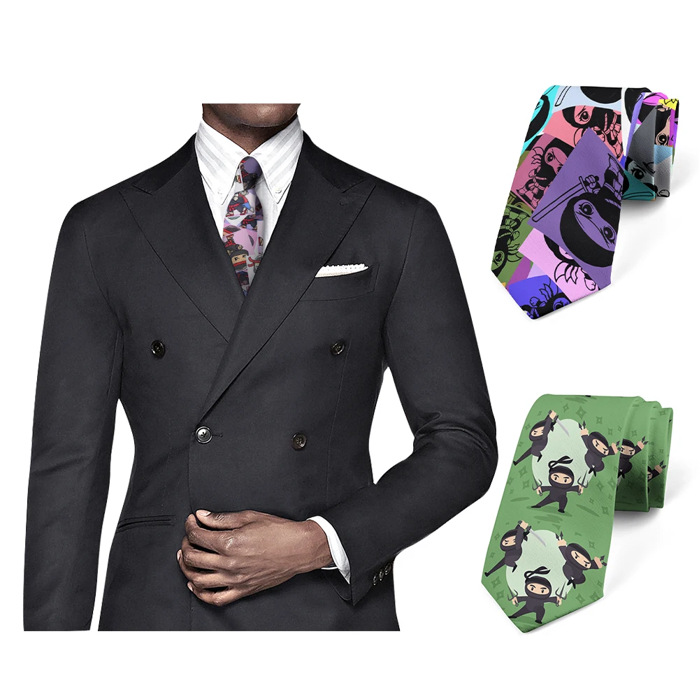 

Newly designed Martial arts Ninja 3d printing tie Harajuku fashion unisex tie 8cm slim dating wedding party personality tie