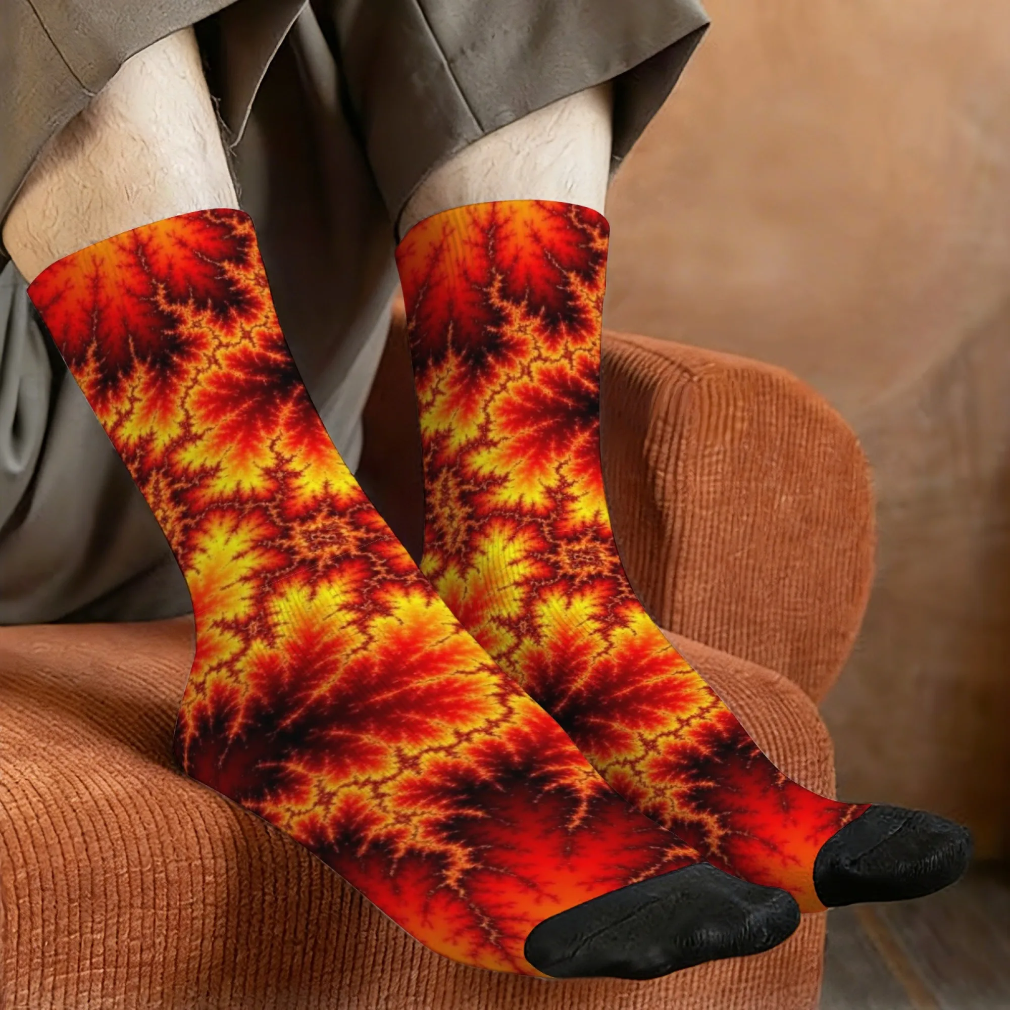 Flame Fractal Art Socks Soft Comfortable Skin Friendly Men's Socks Outdoor Fitness Sports Socks Party Holiday Gifts funny socks