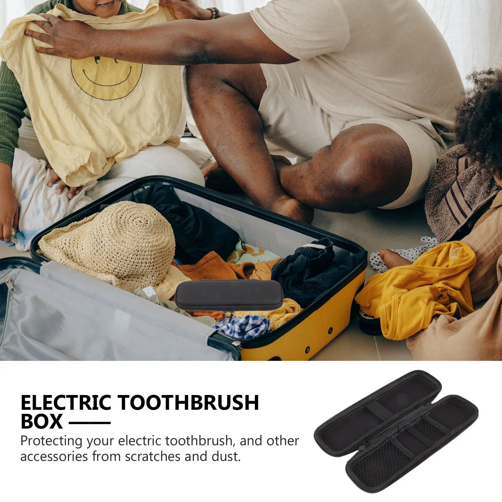 Boîte de rangement pour brosse à dents électrique de voyage, conteneur en plastique, réutilisable, pratique, noir