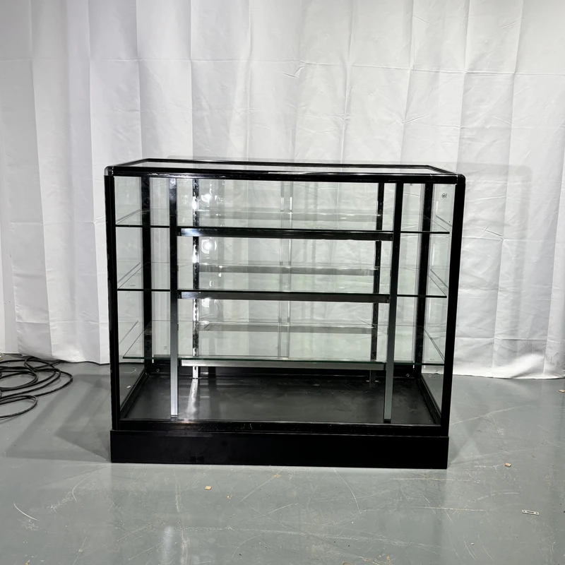Aluminum Frame Glass Display Cabinet with LED Lights Custom 4/6ft Counter for Smoke & Retail Stores