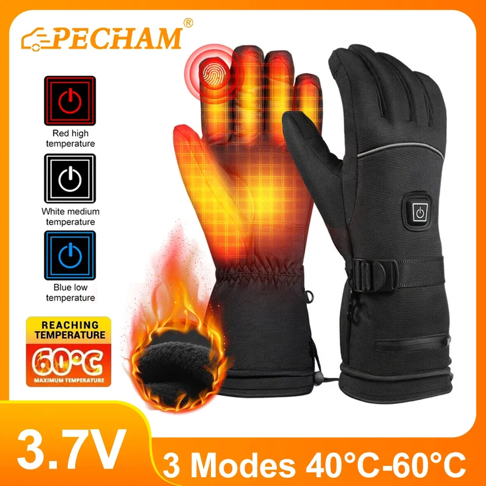 

Motorcycle Electric Heated Gloves USB Rechargeable Men/Women Waterproof Touchscreen Thermal Gloves Heated for Motorbike Skiing