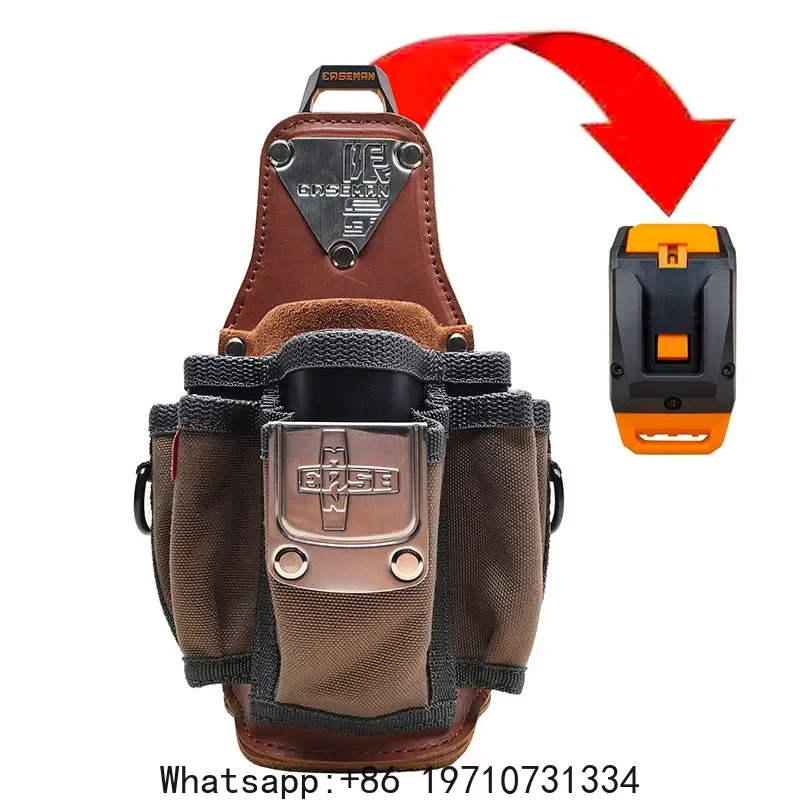 Tool Waist Bag Leather Tools Organizer with Quick Hanging Hook Professional Storage Bag Multifunctional Accessories