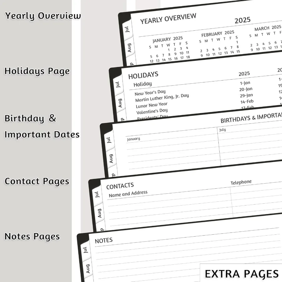 สมุดบันทึกการนัดหมาย 2025-2026 พร้อมตารางวางแผนรายสัปดาห์และรายเดือน กรกฎาคม 2025 มิถุนายน 2026 ขนาด 8.5 x 10.5 นิ้ว ใหญ่ แบ่งช่วงเวลา 15 นาที