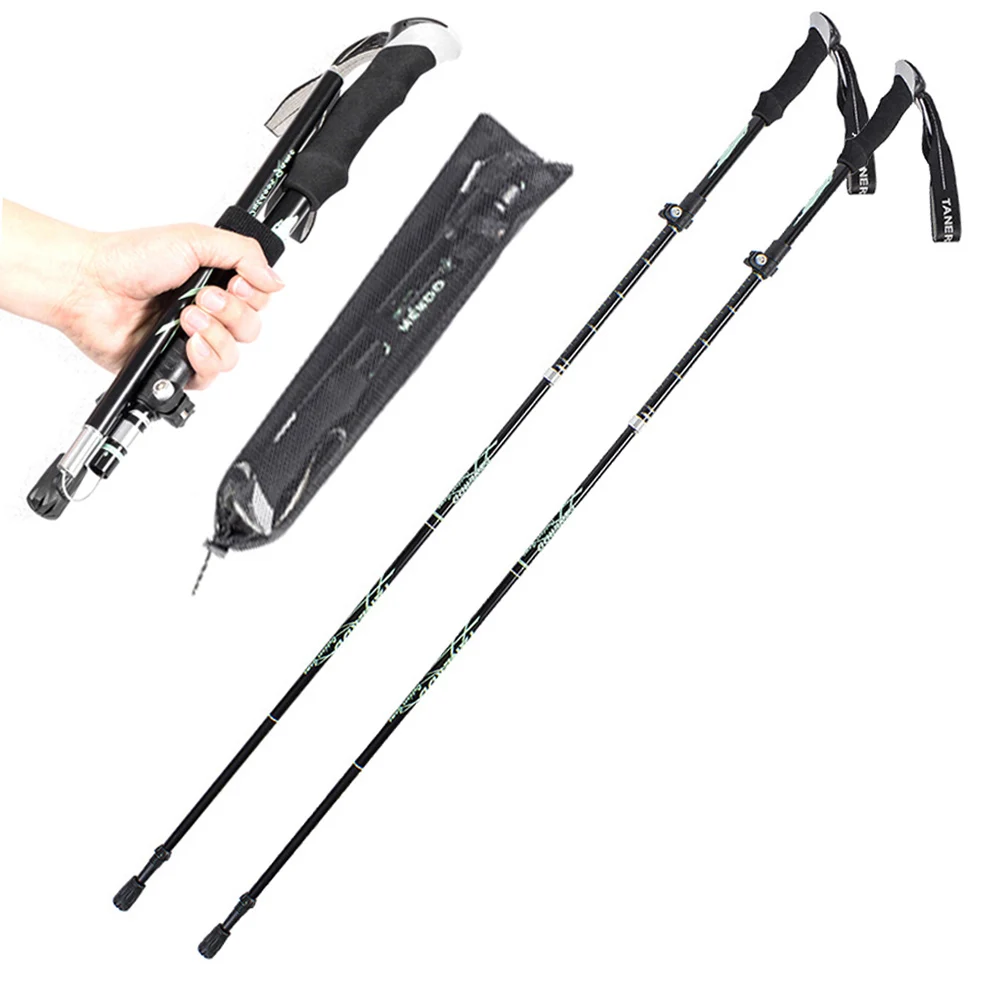 Collapsible Walking Sticks 2Pcs Ultralight Trekking Poles Hiking Travel Anti Shock Alpinism Pole Telescopic Pole Outdoor Running