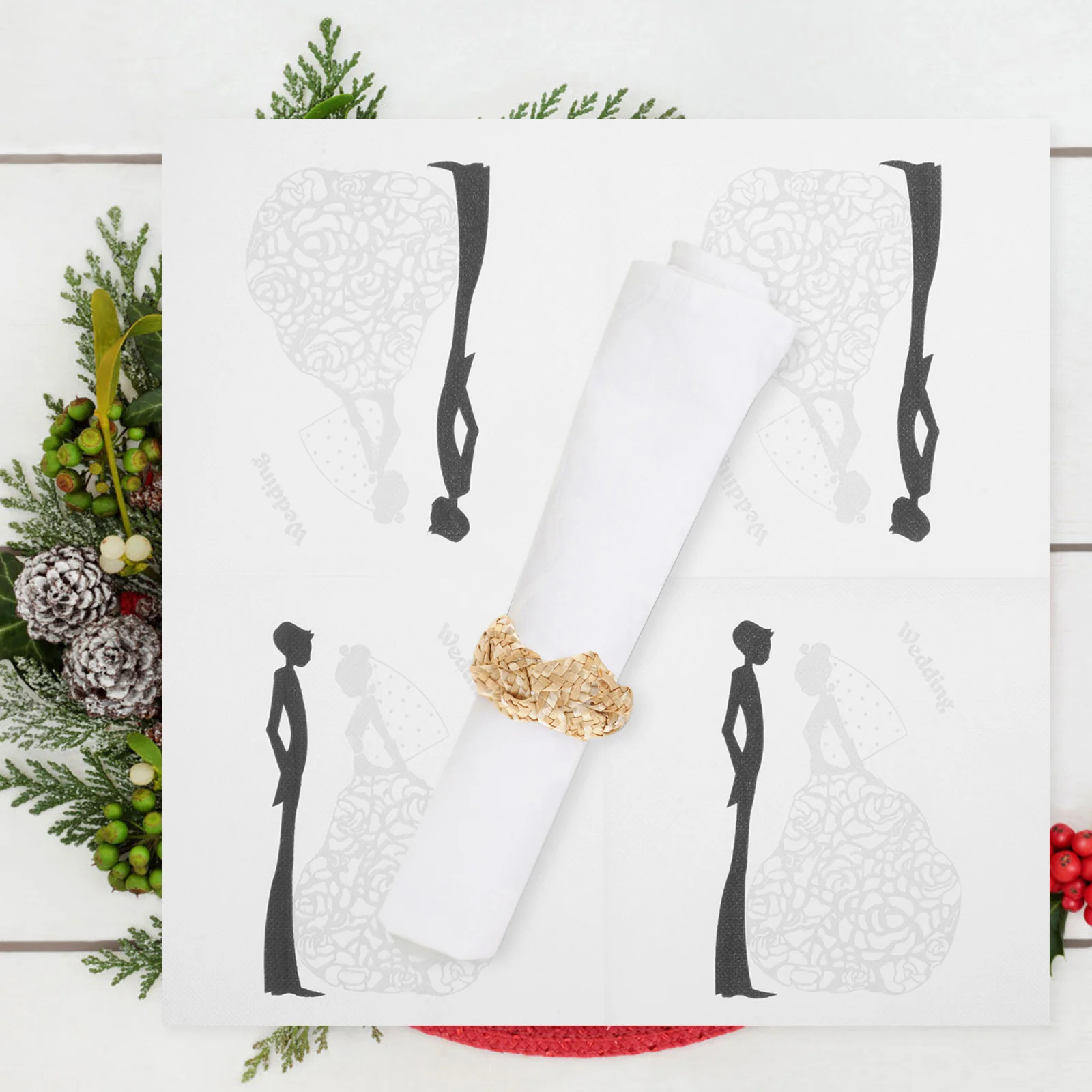 свадебные салфетки с принтом