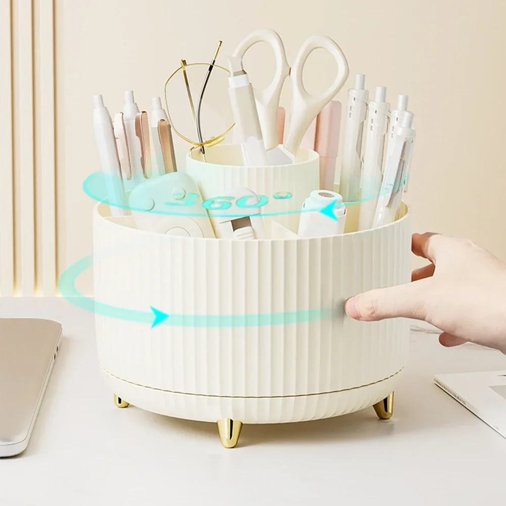 360 Rotating Makeup Organizer Large Capacity Desktop Cosmetic Storage Box Portable Lipstick Makeup Brush Pen Holder for Bathroom