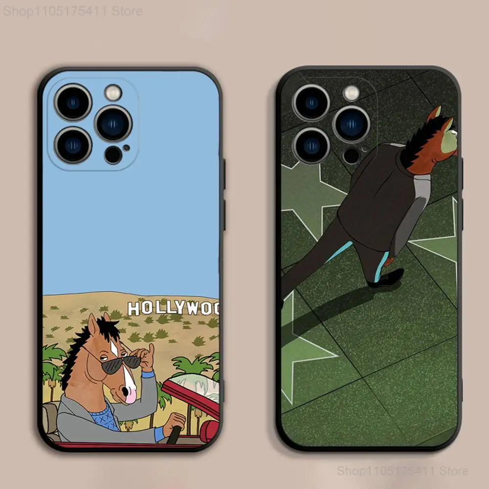

B-BoJackS H-Horseman Phone Case For iPhone 17,16,15,14,13,12,Pro,Max,Plus,E,SE4,Air,Mini Black Soft Cover