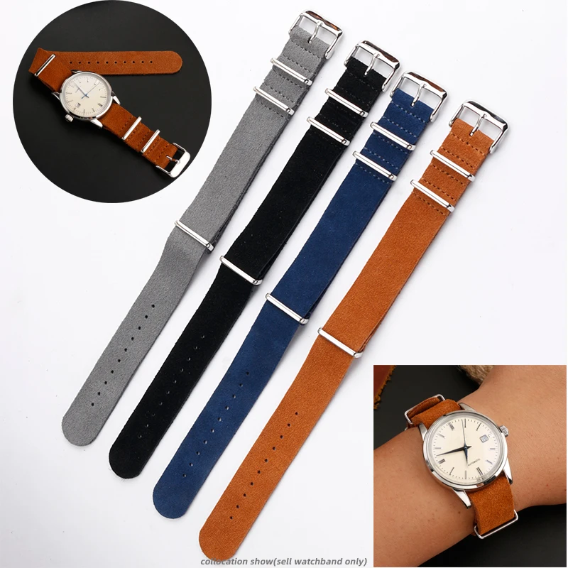 Ремешок мужской из мягкой замши и матовой кожи с стальной пряжкой для Tudor Omega Seahorse 300 Seiko Rolex, 20 22 мм