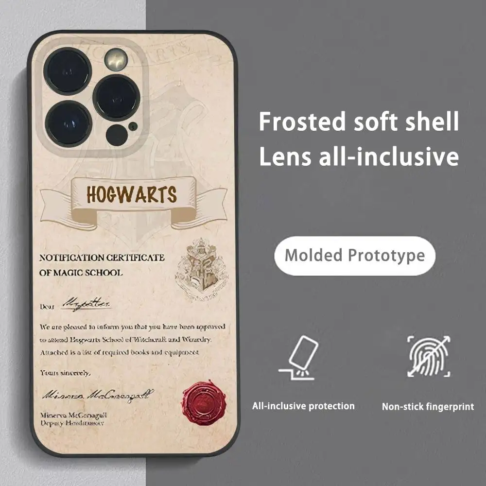 Popuar película mágica Popular h-harry p-potter Funda de teléfono para IPhone 16 15 14 13 Pro Max Plus Mini Funda suave esmerilada negra