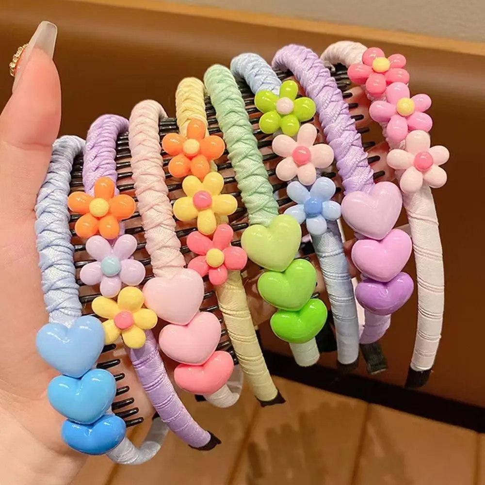 

Cartoon Love Hear Children Teethed Hair Hoop Flower Floral Barrette Korean Daily
