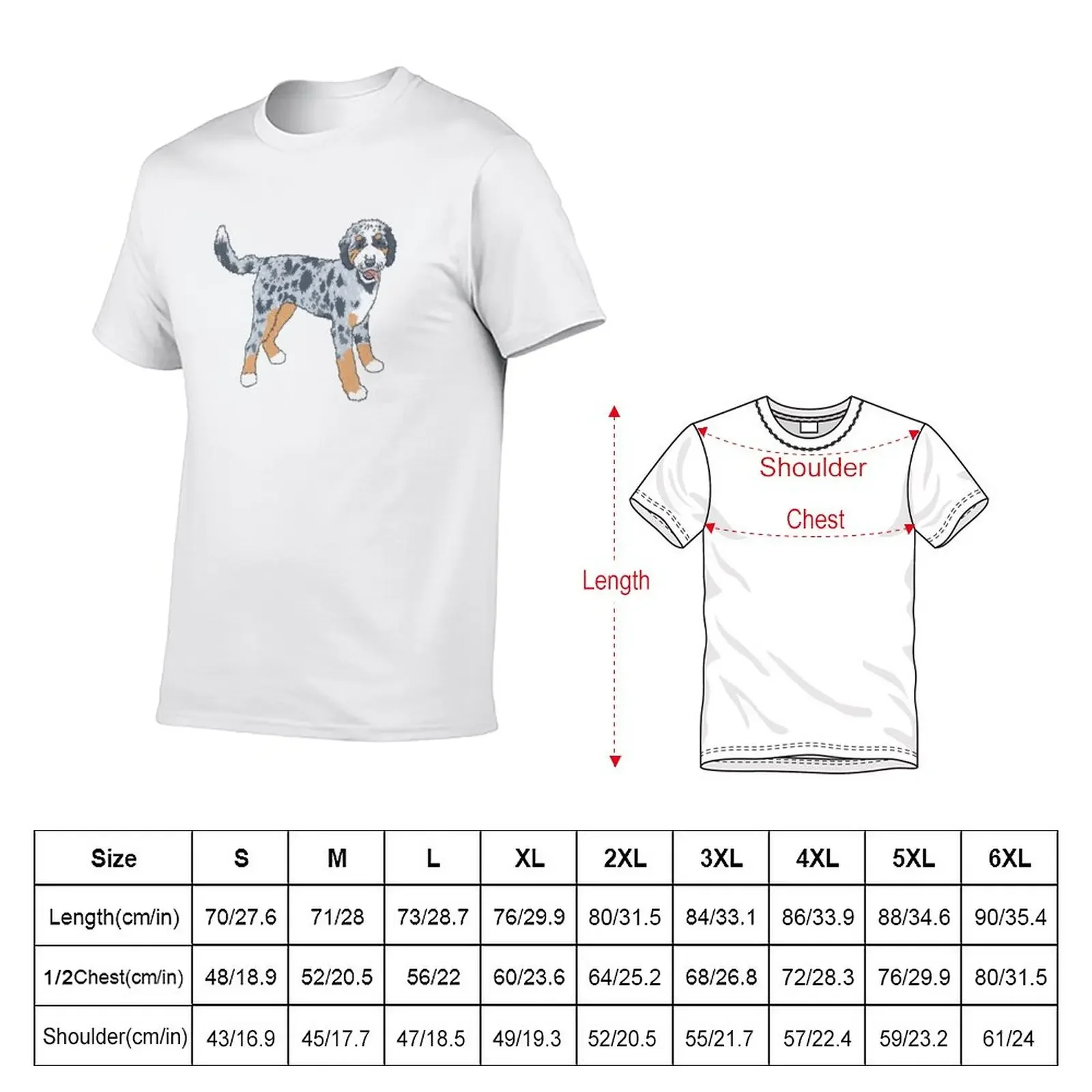 Blue Merle Aussiedoodle with Tan Points T-Shirt korean fashion oversizeds summer top mens workout shirts