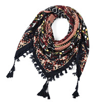 Luxury Scarfs Women Summer Folk Boho Printing Shawl Square Scarves For Women Retro Ethnic Tie Tassel Scarf Hijabs For Woman