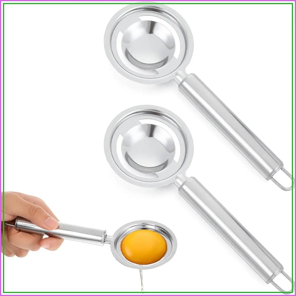 

2 Pcs Egg Yolk Separator, Stainless Steel Egg Separator Tool for Baking, Cooking, Fitness - Easy Yolk Divider with Handles