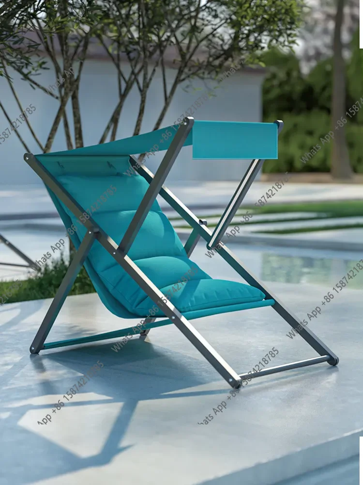 V69 Outdoor Recliner Folding Balcony Lazy Sofa Chair Camping Backrest Patio Sunshade Chair
