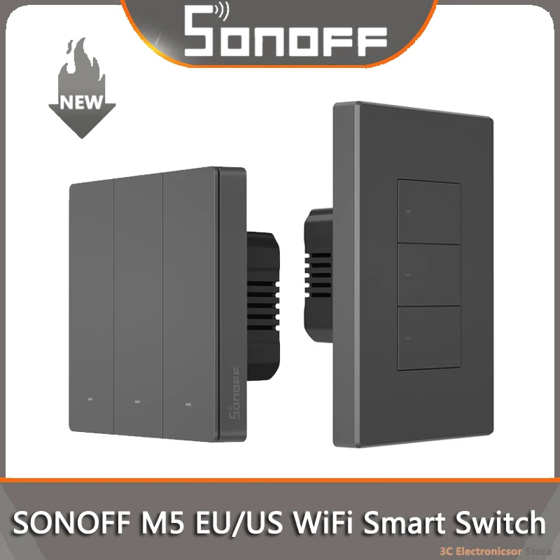 

SONOFF M5 SwitchMan EU/US WiFi Smart Switch 120/80/86 Type Wall Button Scene Switch eWelink Via Alexa Google Home Alice Siri