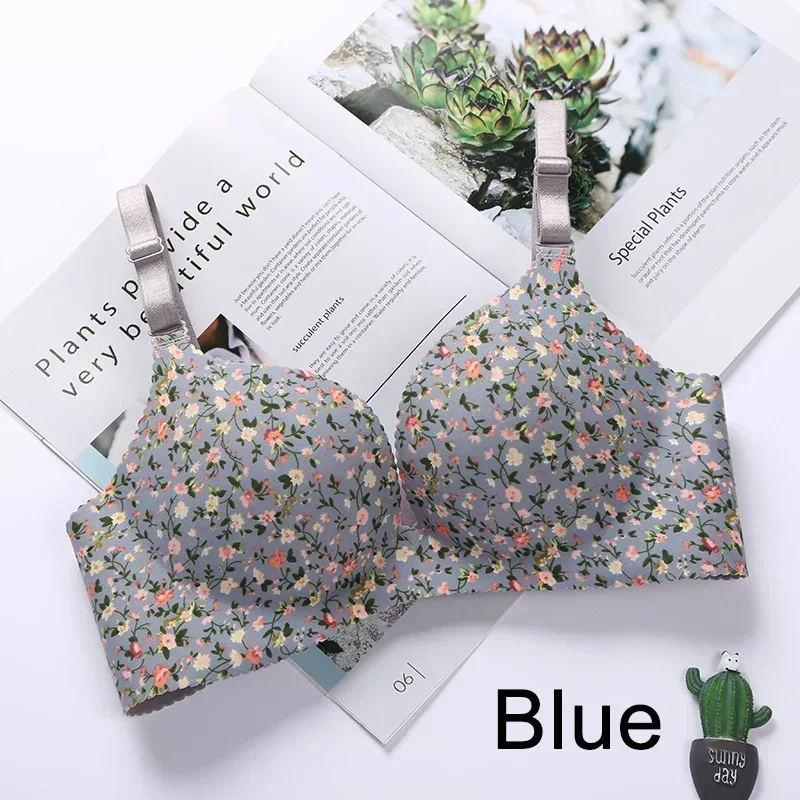 Damen-BH mit Blumenmuster, nahtlos, einteilige Unterwäsche, sexy Push-up-Dessous für den täglichen Gebrauch – Detail 7
