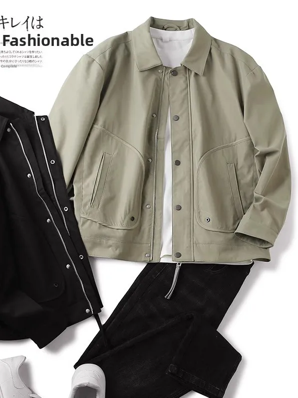 

High-End Texture Jacket Outerwear for Men Commute Casual Style Spring New Arrival Lightweight Workwear Collar Zipper Closure