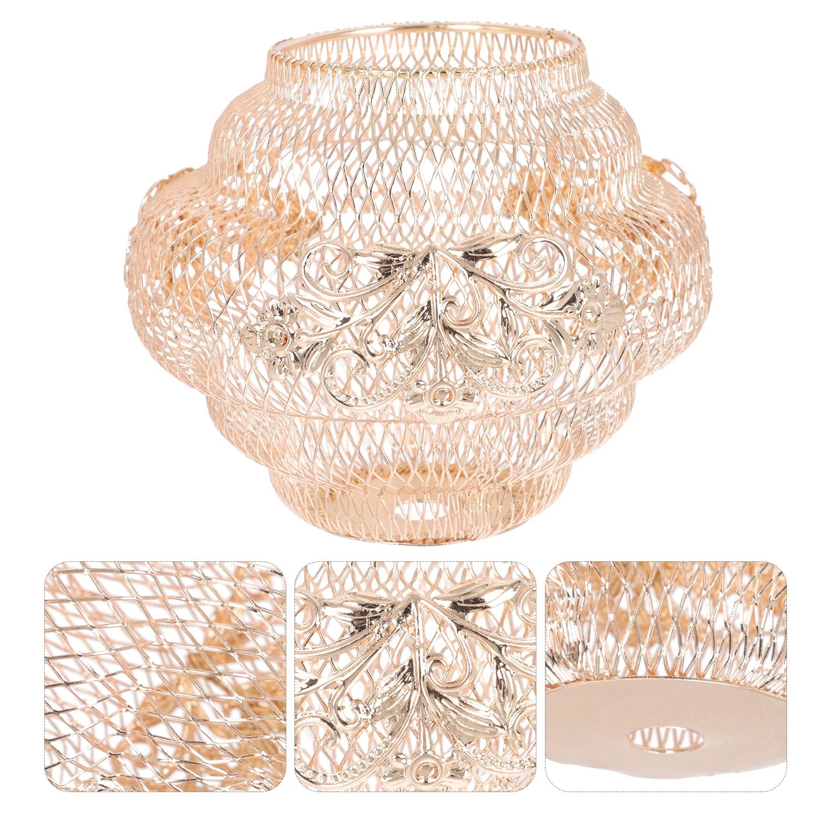 

1Pcs Iron Art Lampshade Lantern Shaped Metal Light Shell Cover Golden Delicate Household Decoration Soften Lights Gift