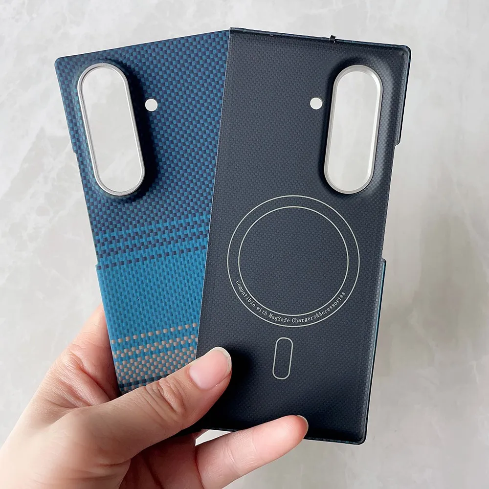 

For Samsung Galaxy Z Fold 7 Aramid Fiber Magnetic Case Ultra Thin Luxury Carbon Texture Bare Feel Protective Phone Cover