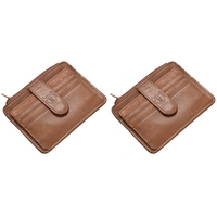 2X BULLCAPTAIN Men Wallet Business Card Holder Leather Pickup Package Bus Card Holder Slim Leather Multi-Card-Bit 01