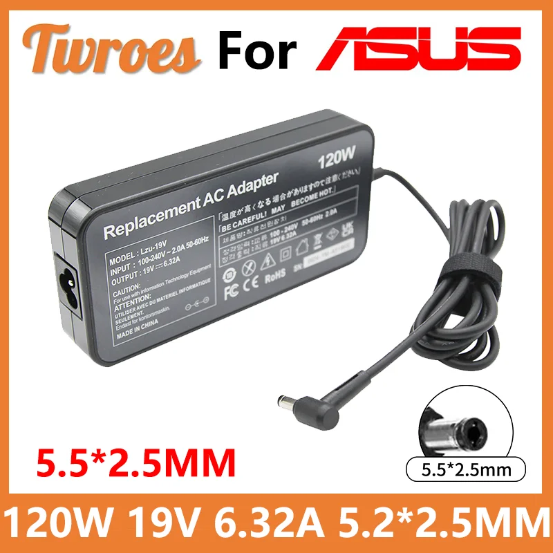 Zasilacz do laptopa AC 19V 6.32A 5.5*2.5mm 120W dla toshiba Satellite dla Asus PA-1121-28 N750 N500 N53S G50 N55 ładowarka