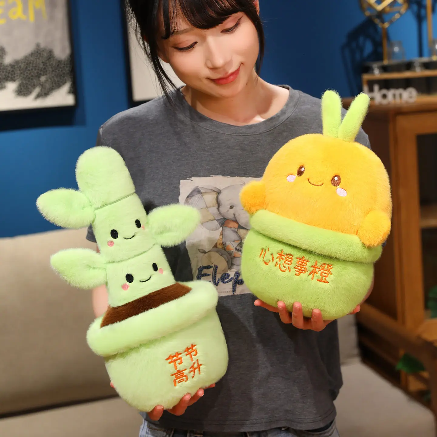 33-40CM Kawaii Cartoon Simulation Anime Kreative Obst Topf Persimmon Orange Bambus Gefüllte Plüsch Spielzeug kinder Obst topf Puppe