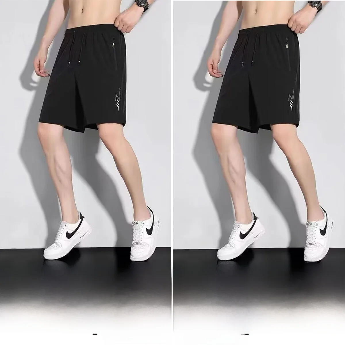 

Мужские летние повседневные дышащие быстросохнущие шорты-бриджи прямого кроя с эластичным поясом из нейлона, молодежные модные спортивные брюки