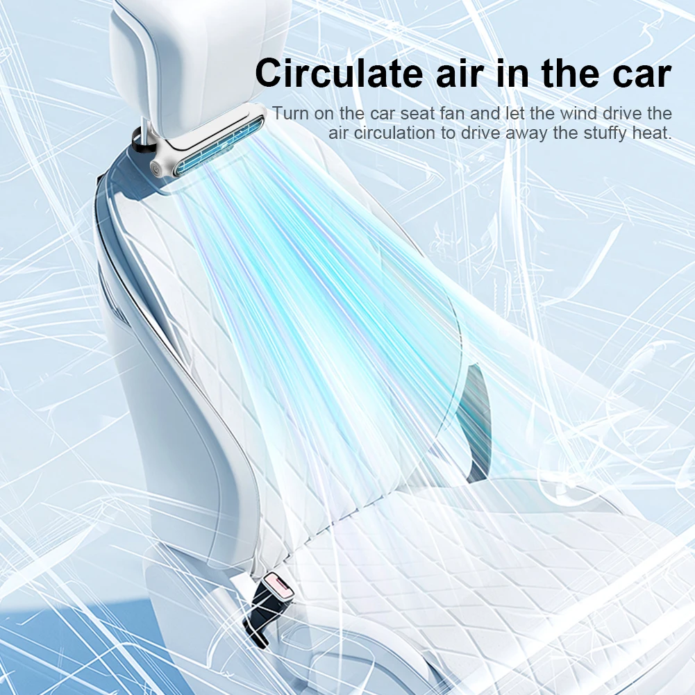 

Car Headrest Cooling Fan 3 Speeds Adjustable Car Air Cooling Fan 5V/2A Electric Car Seat Fan for Mini Cars RVs Sedans
