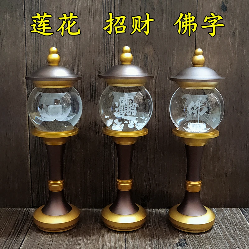 A Pair 2pcs Buddhism supply home Temple hall decoration Buddhism family Shrine Altar worship crystal Plug-in buddha Gods Light