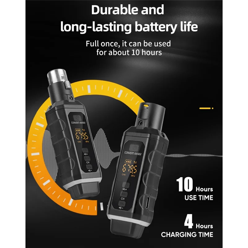 PHILE-UHF XLR Adapter System Wireless Microphone Transmitter Receiver System For Dynamic Microphone Guitar Audio Mixer